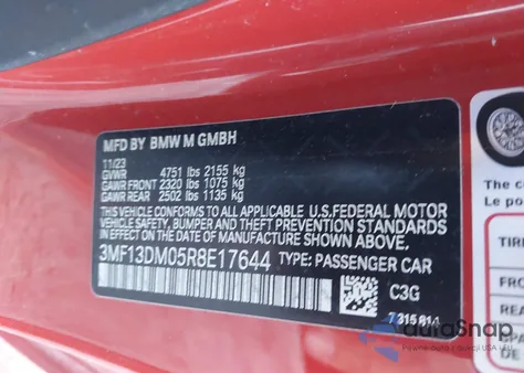 2024 BMW M2 z USA, uszkodzony, nr VIN 3MF13DM05R8E17644
